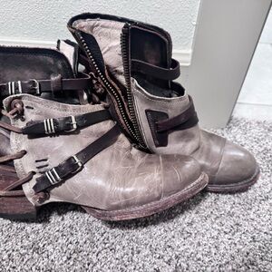 Freebird brown grey crue boots